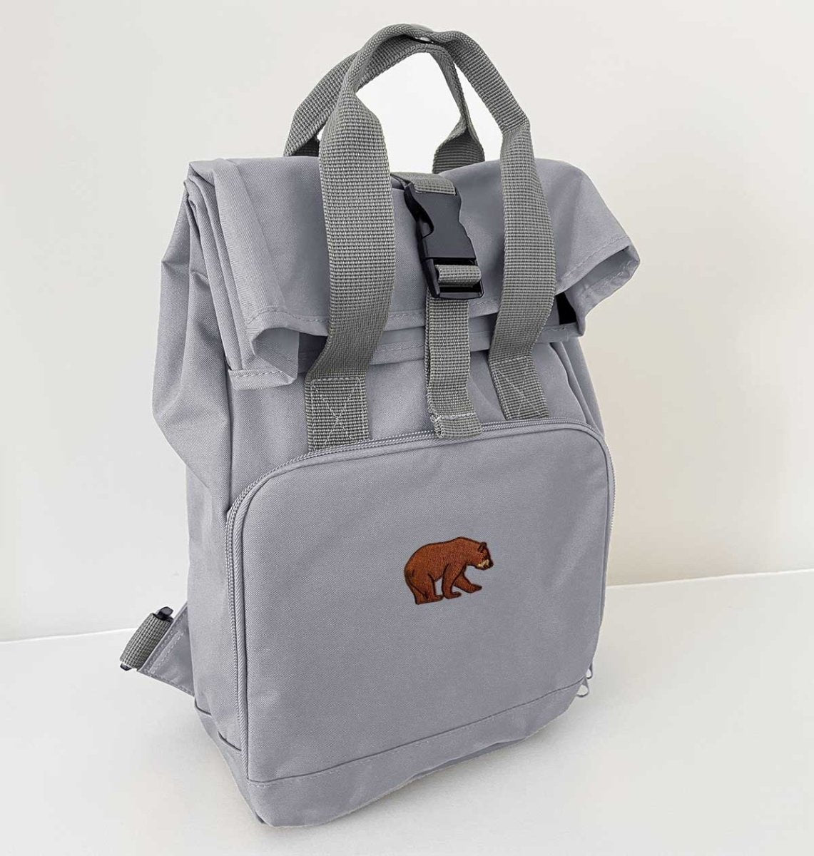 Bear Mini Roll-top Recycled Backpack - Blue Panda