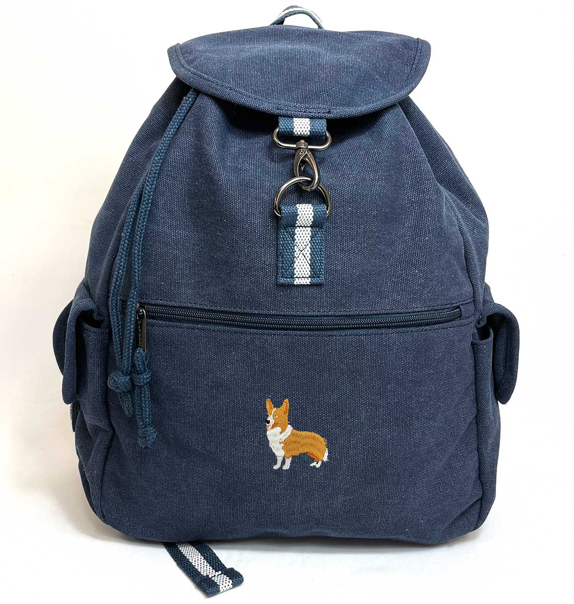 Corgi Vintage Canvas Backpack - Blue Panda