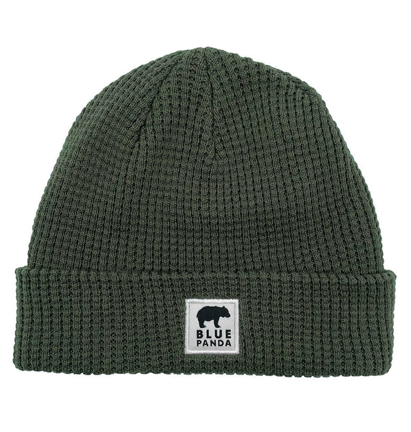 Explorer Waffle Beanie Hat - Organic Cotton - Blue Panda