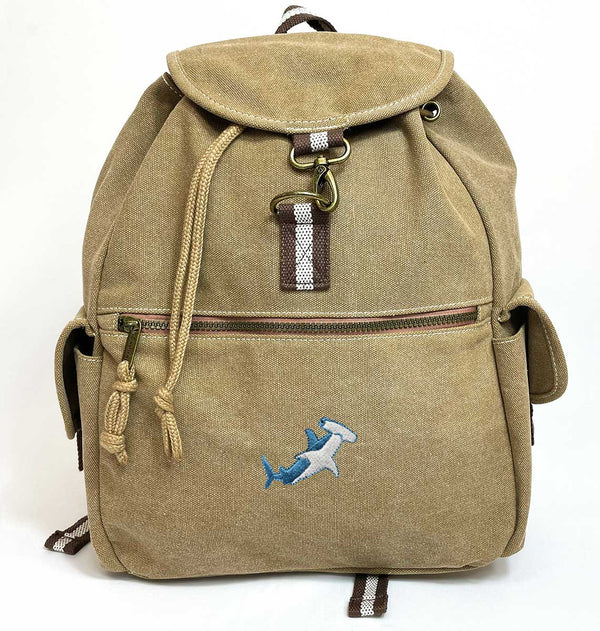 Hammerhead Shark Vintage Canvas Backpack Hammerhead Shark Embroidered