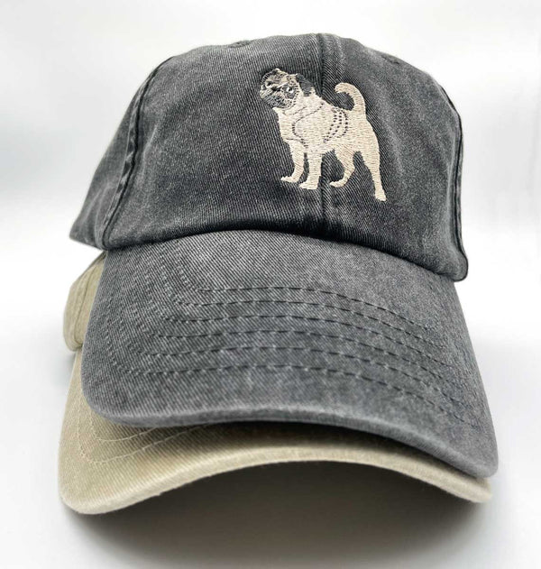 Pug Baseball Cap Dog Hat Embroidered Pug Blue Panda