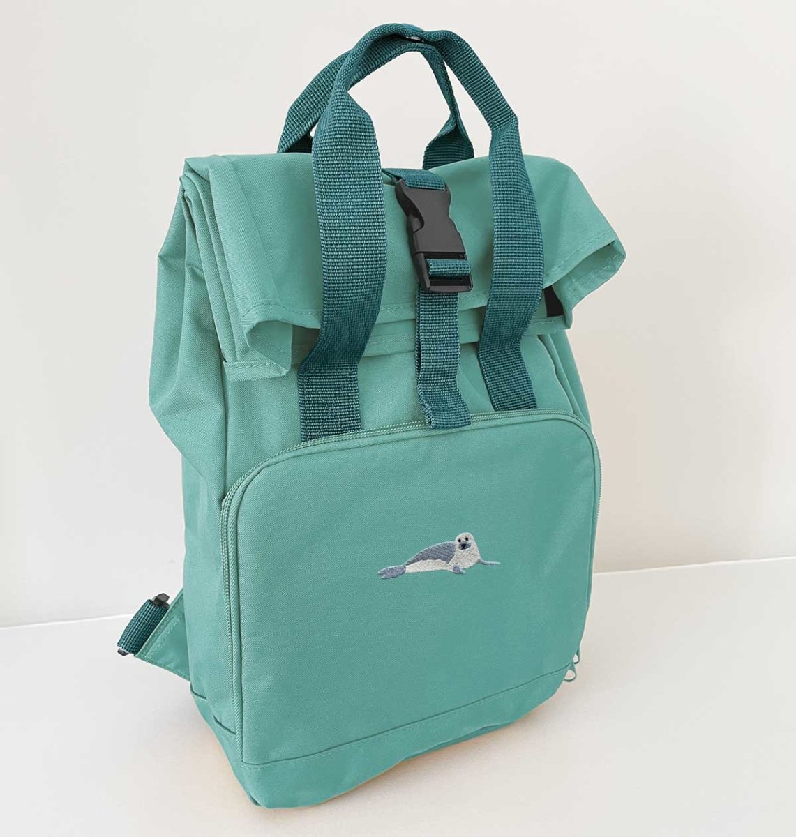 Seal Mini Roll-top Recycled Backpack - Blue Panda