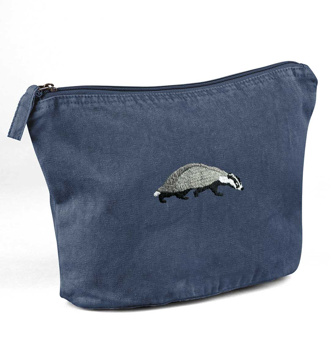 Badger Recycled Cotton Accessory Pouch - Blue Panda