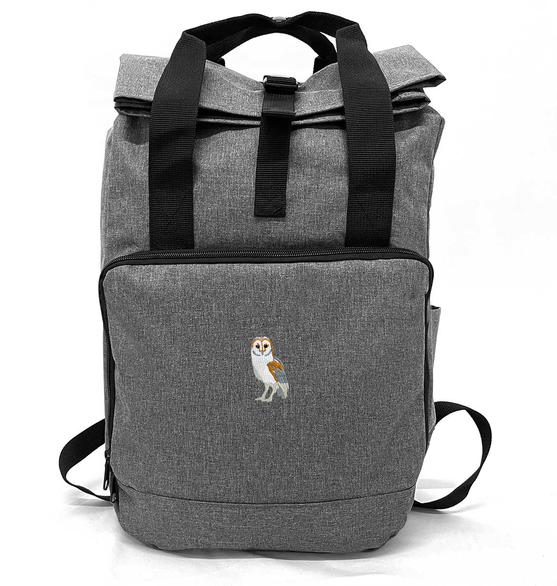 Barn Owl Large Roll-top Laptop Recycled Backpack - Blue Panda