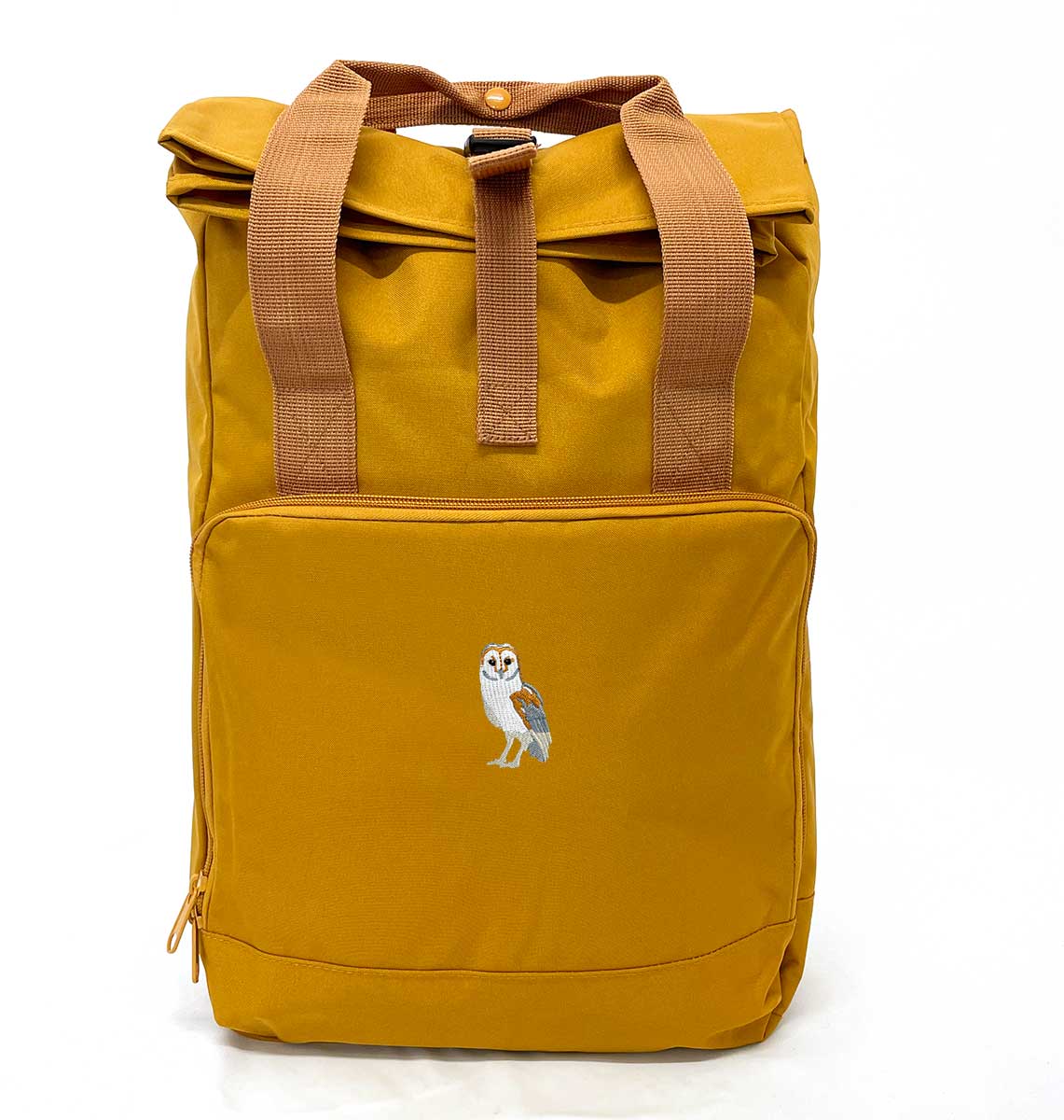 Barn Owl Large Roll-top Laptop Recycled Backpack - Blue Panda