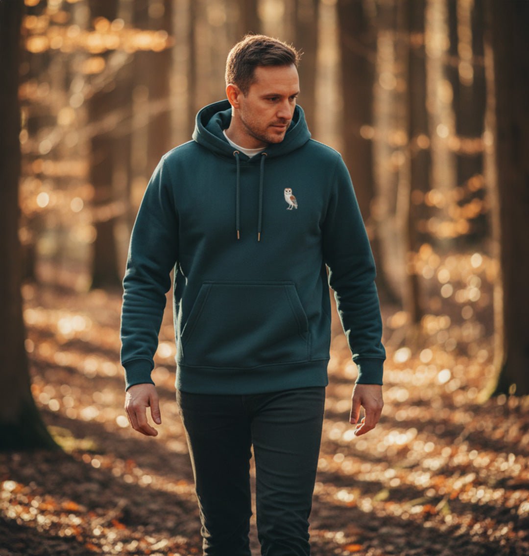 Barn Owl Mens Hoodie - Blue Panda