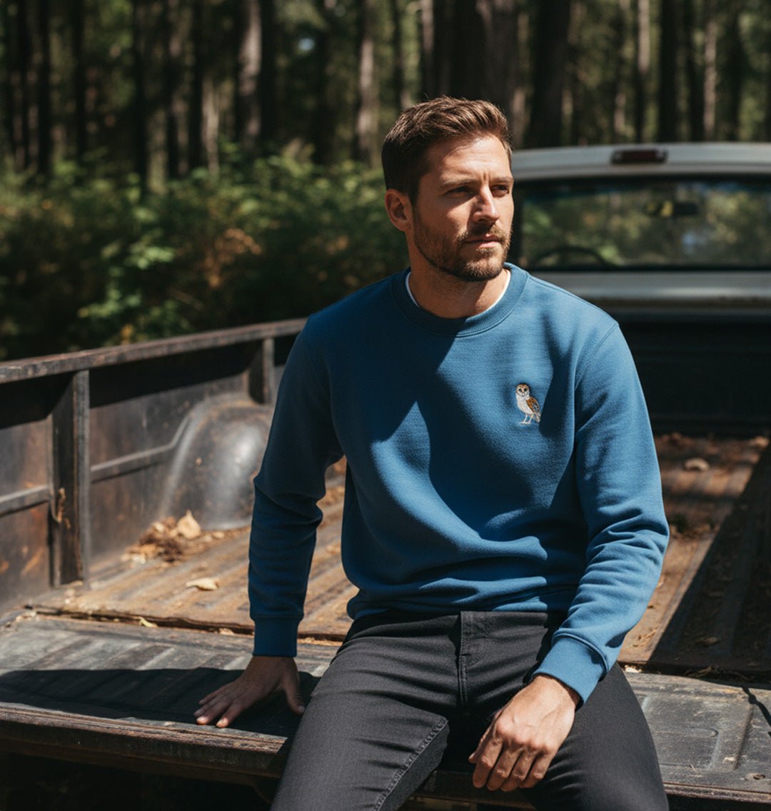 Barn Owl Mens Sweatshirt - Blue Panda
