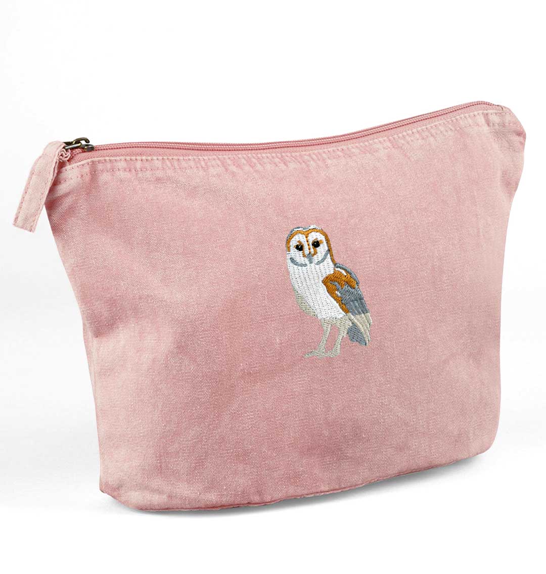 Barn Owl Recycled Cotton Accessory Pouch - Blue Panda