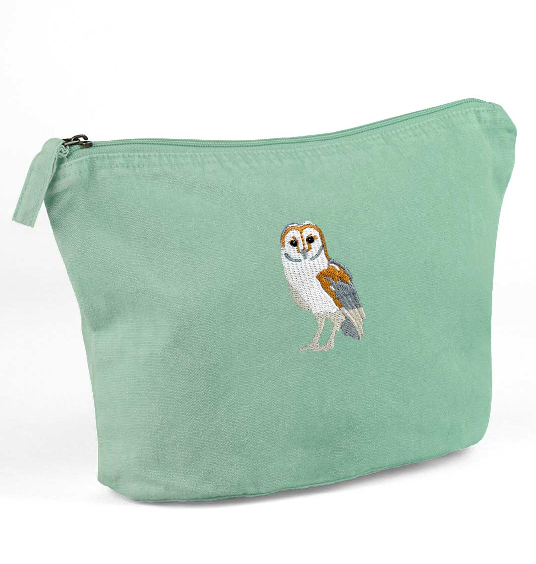 Barn Owl Recycled Cotton Accessory Pouch - Blue Panda