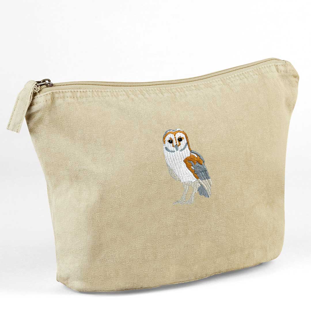 Barn Owl Recycled Cotton Accessory Pouch - Blue Panda