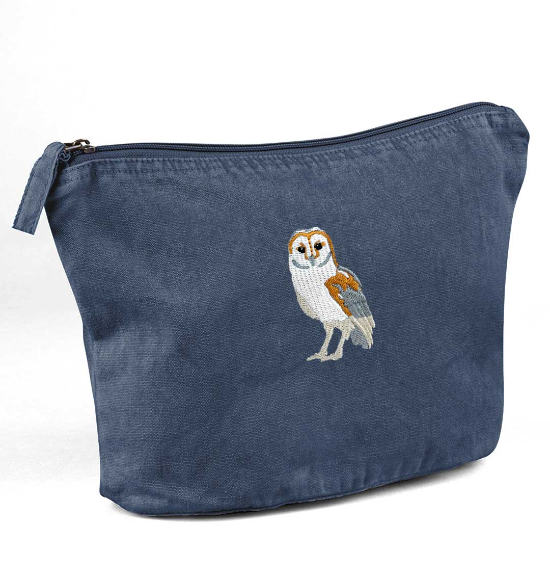 Barn Owl Recycled Cotton Accessory Pouch - Blue Panda
