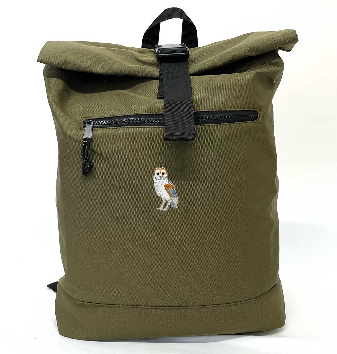 Barn Owl Recycled Roll - top Backpack - Blue Panda