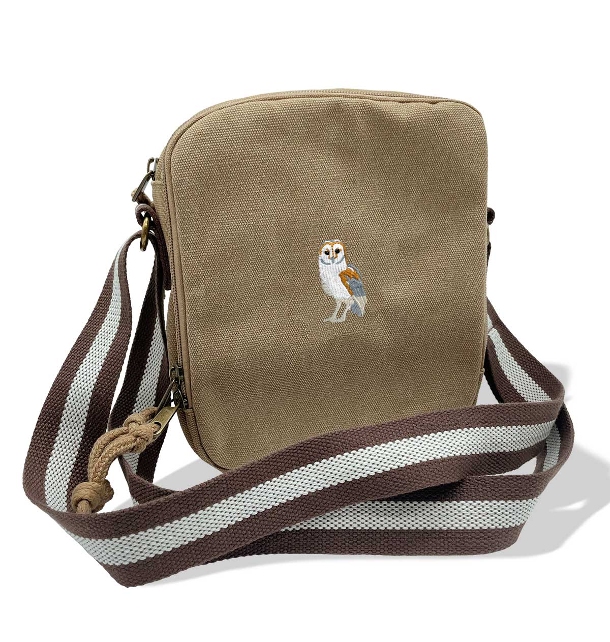 Barn Owl Vintage Canvas Cross-Body Hand Bag - Blue Panda