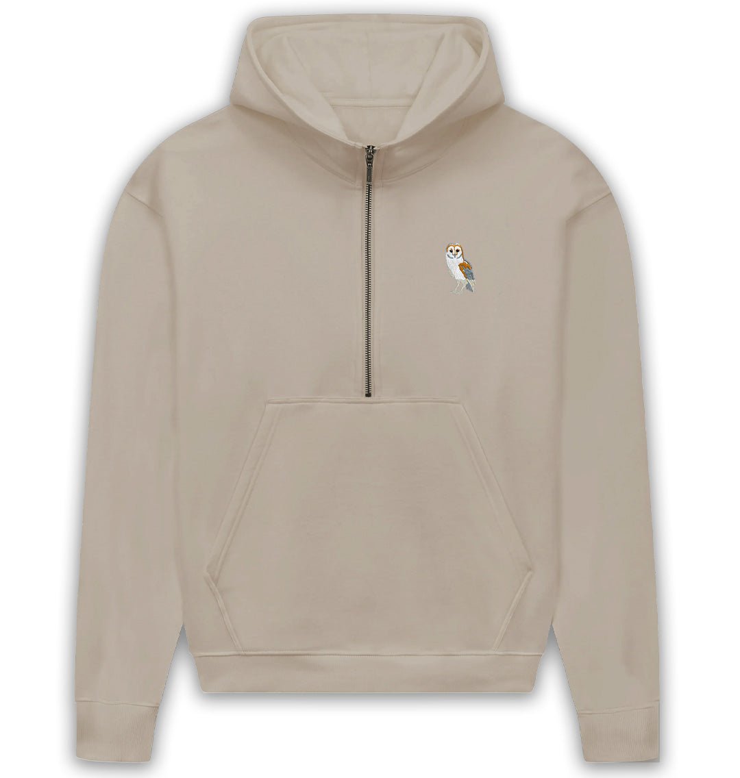 Barn Owl Womens Half - Zip Hoodie - Blue Panda