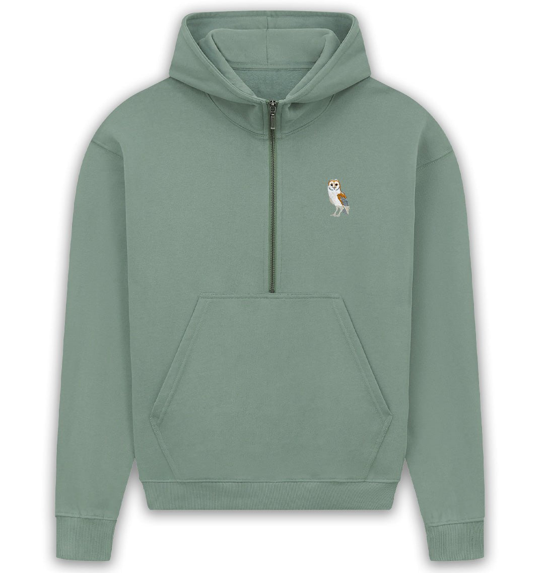 Barn Owl Womens Half - Zip Hoodie - Blue Panda