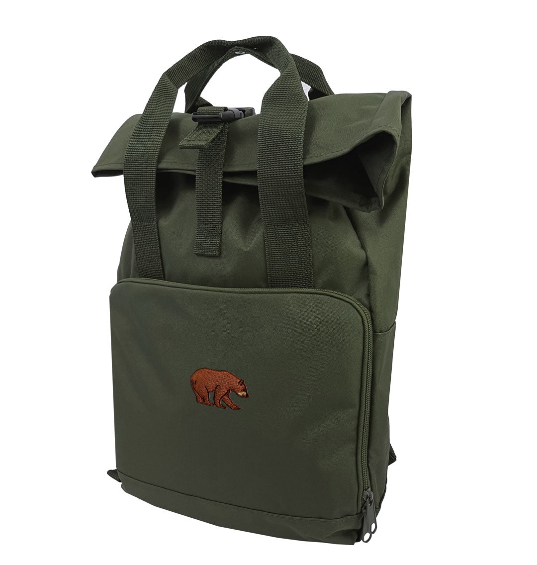 Bear Everyday Roll-top Recycled Backpack - Blue Panda