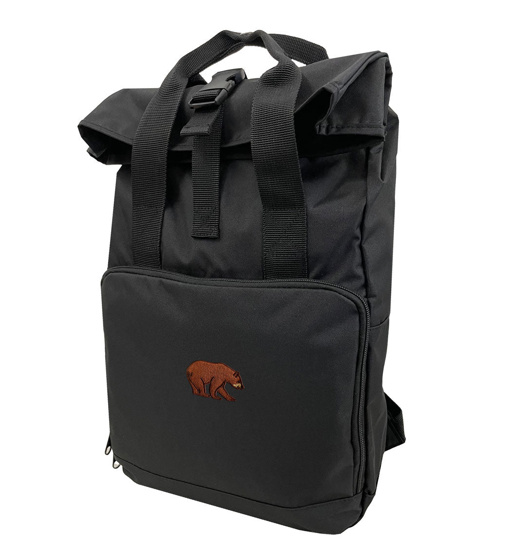 Bear Everyday Roll-top Recycled Backpack - Blue Panda