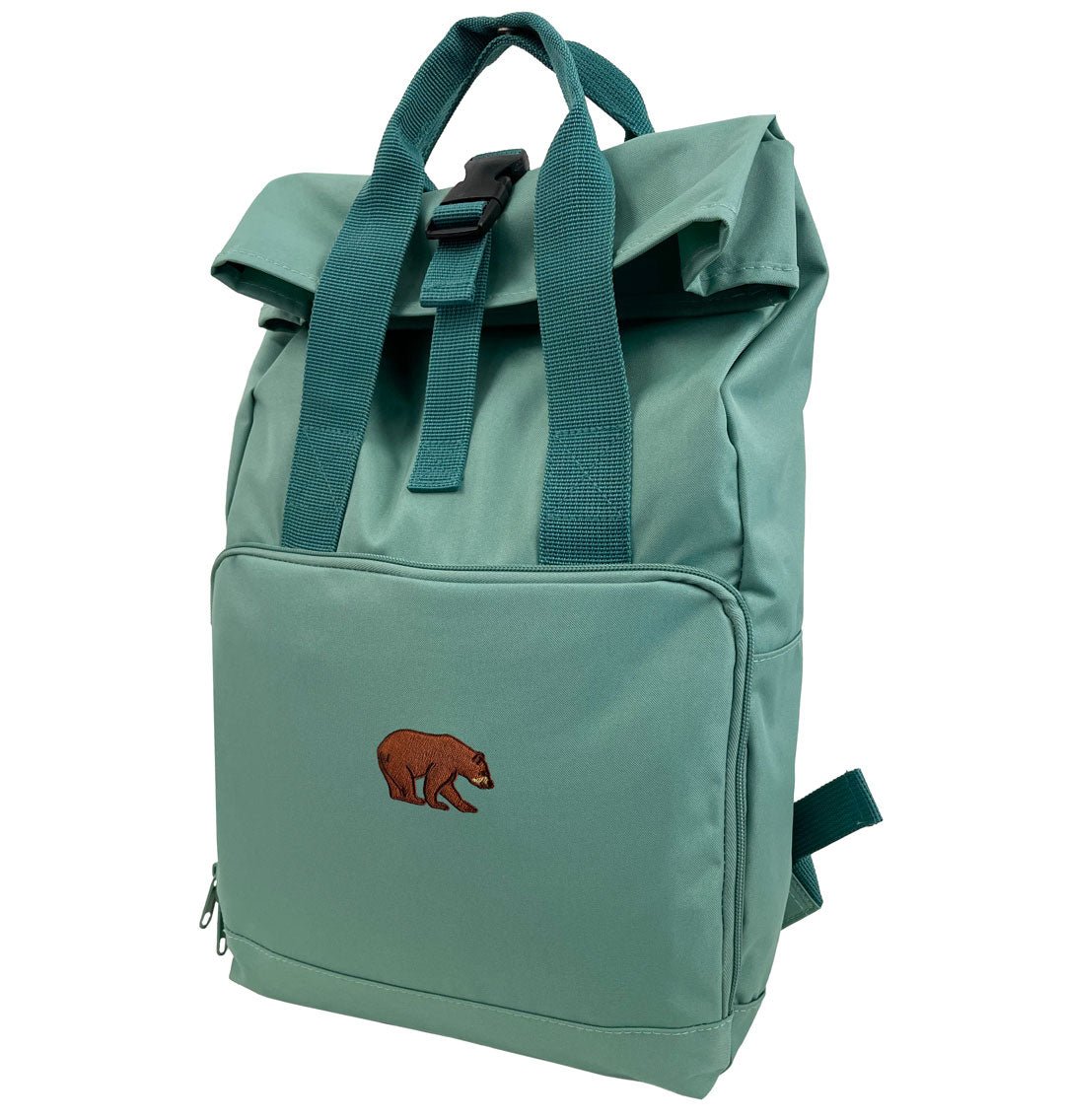 Bear Everyday Roll-top Recycled Backpack - Blue Panda