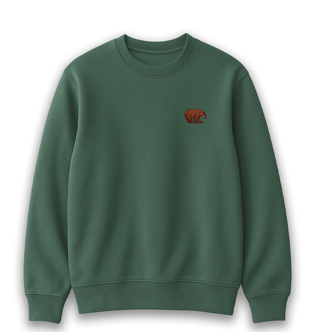 Bear Sweatshirt Mens Brown Bear Motif Sweater Sustainable UK