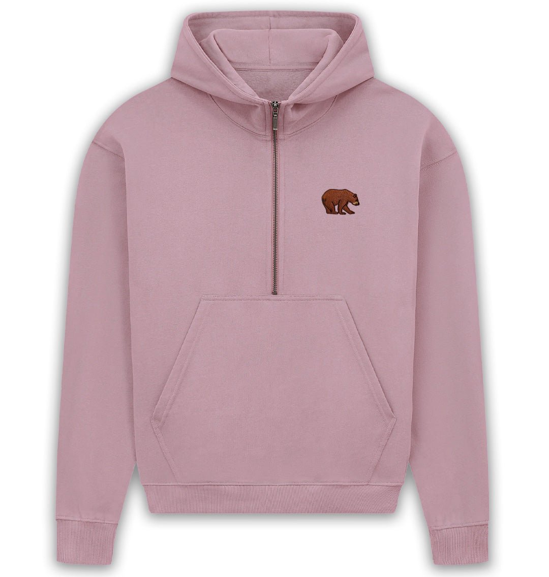 Bear Womens Half - Zip Hoodie - Blue Panda