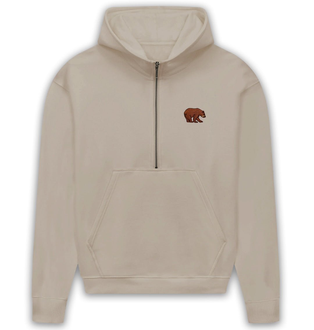 Bear Womens Half - Zip Hoodie - Blue Panda