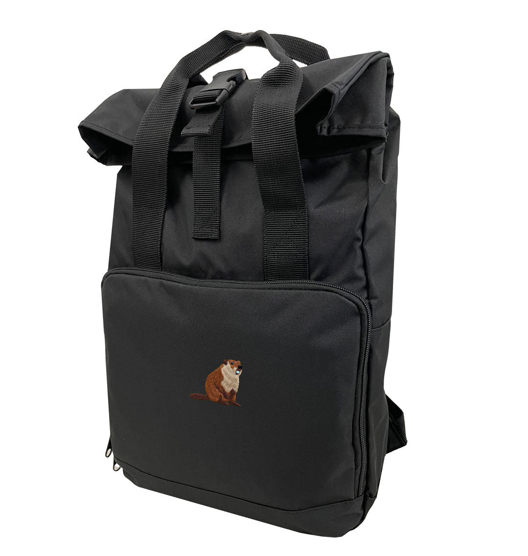 Beaver Everyday Roll-top Recycled Backpack - Blue Panda