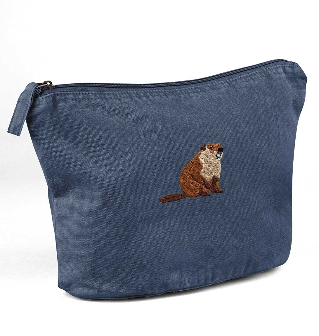 Beaver Recycled Cotton Accessory Pouch - Blue Panda
