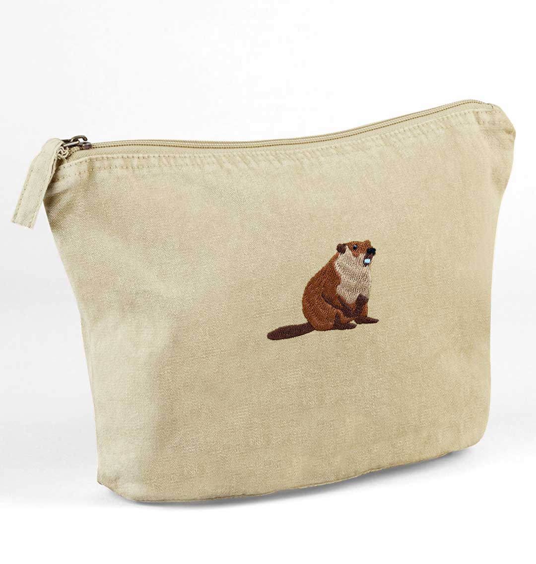 Beaver Recycled Cotton Accessory Pouch - Blue Panda