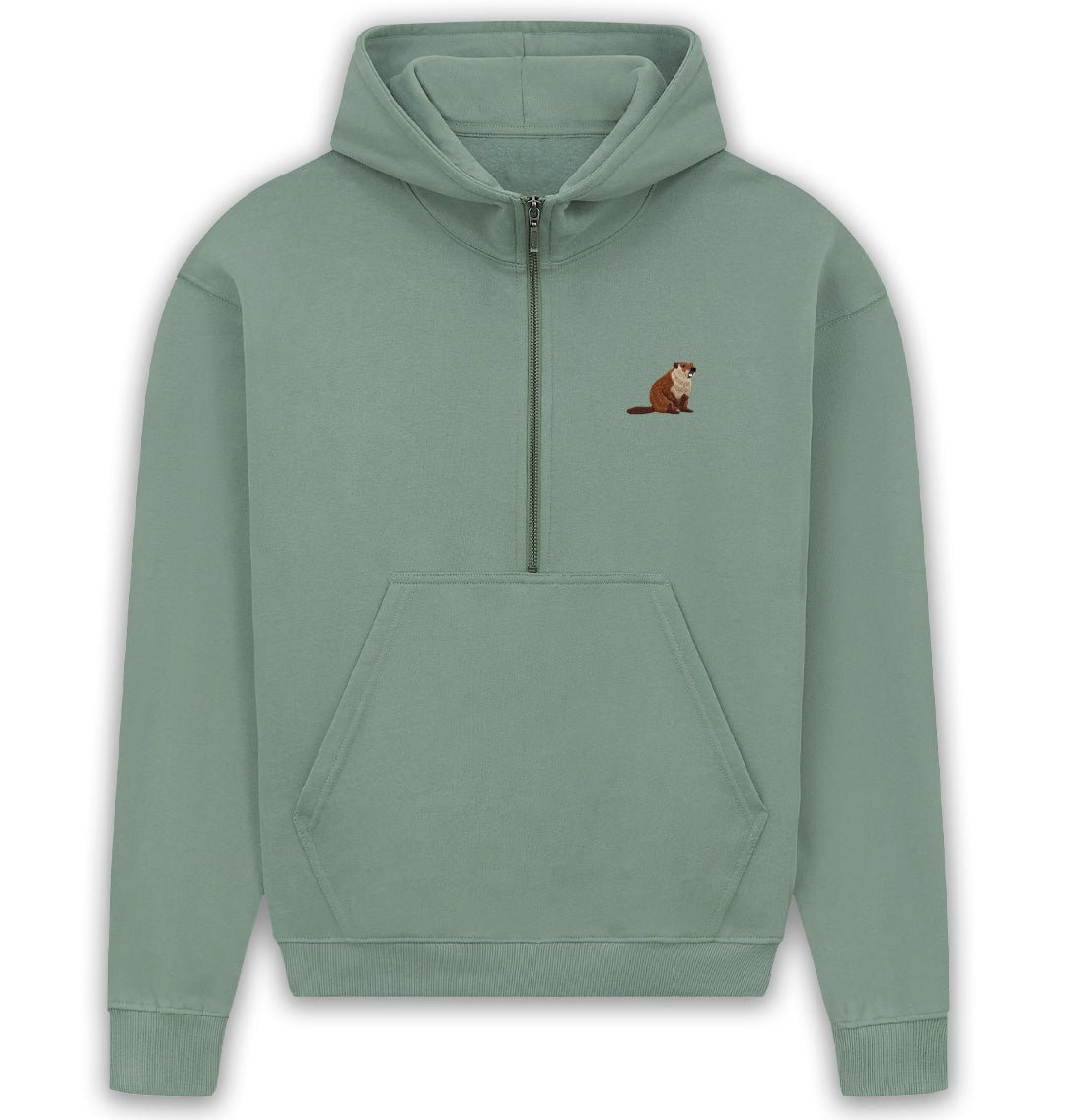 Beaver Womens Half - Zip Hoodie - Blue Panda