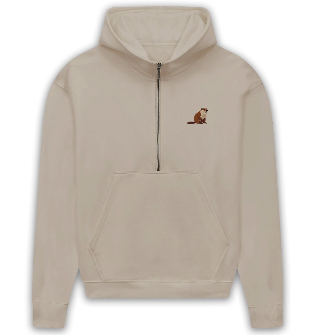 Beaver Womens Half - Zip Hoodie - Blue Panda