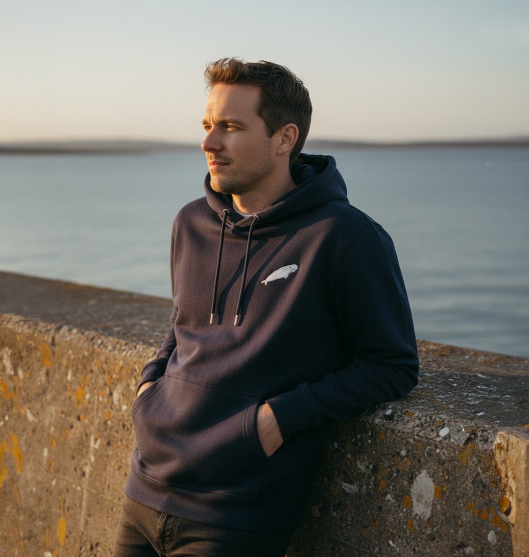 Beluga Whale Mens Hoodie - Blue Panda