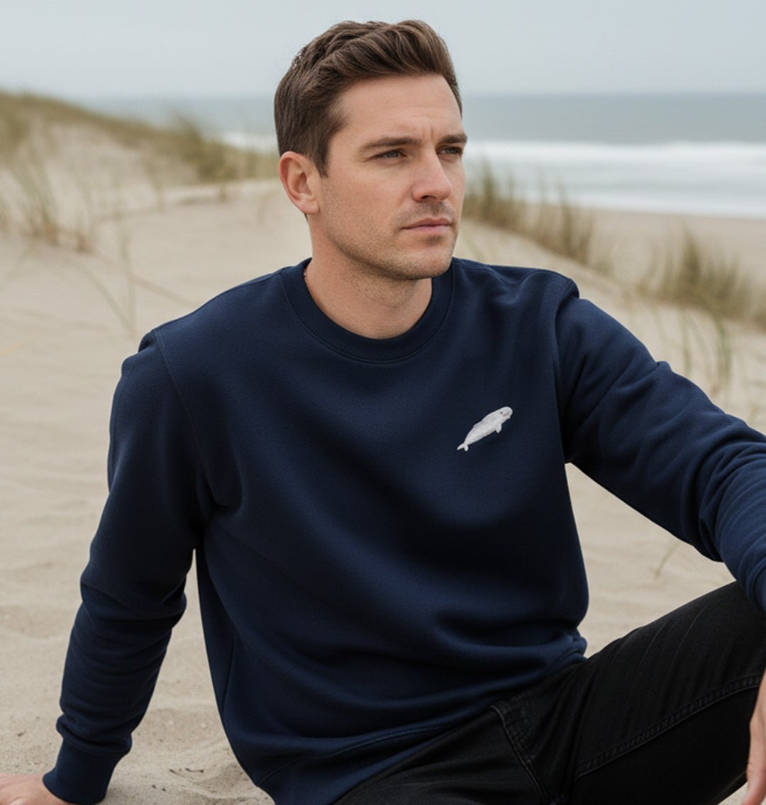 Beluga Whale Mens Sweatshirt - Blue Panda