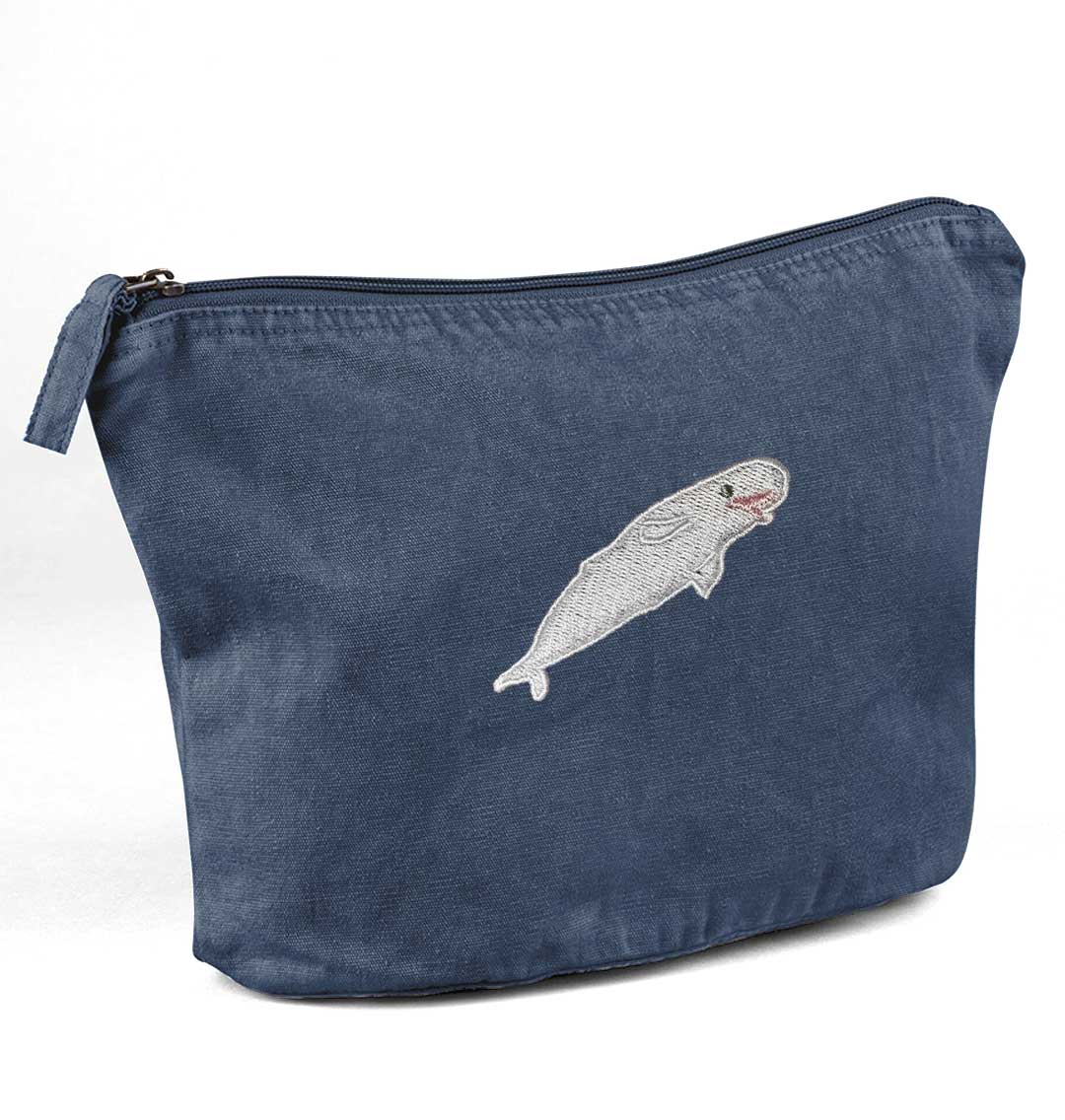 Beluga Whale Recycled Cotton Accessory Pouch - Blue Panda