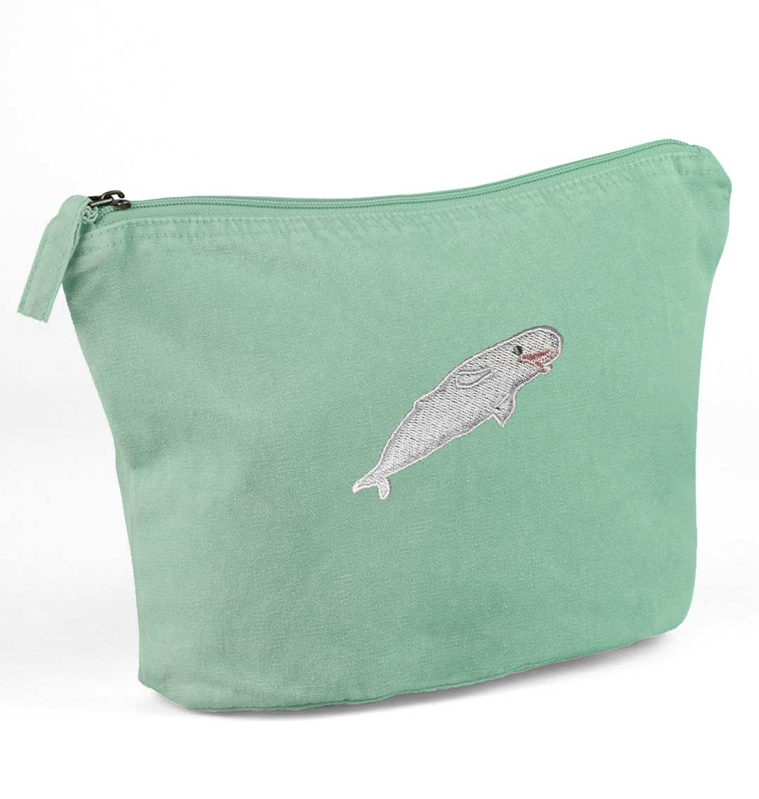 Beluga Whale Recycled Cotton Accessory Pouch - Blue Panda