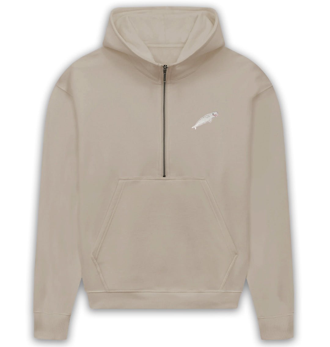 Beluga Whale Womens Half - Zip Hoodie - Blue Panda