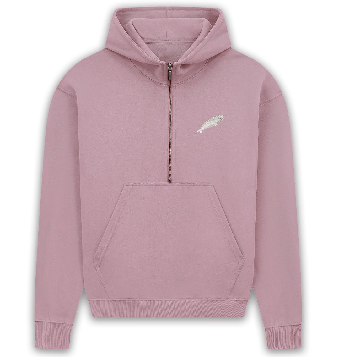 Beluga Whale Womens Half - Zip Hoodie - Blue Panda