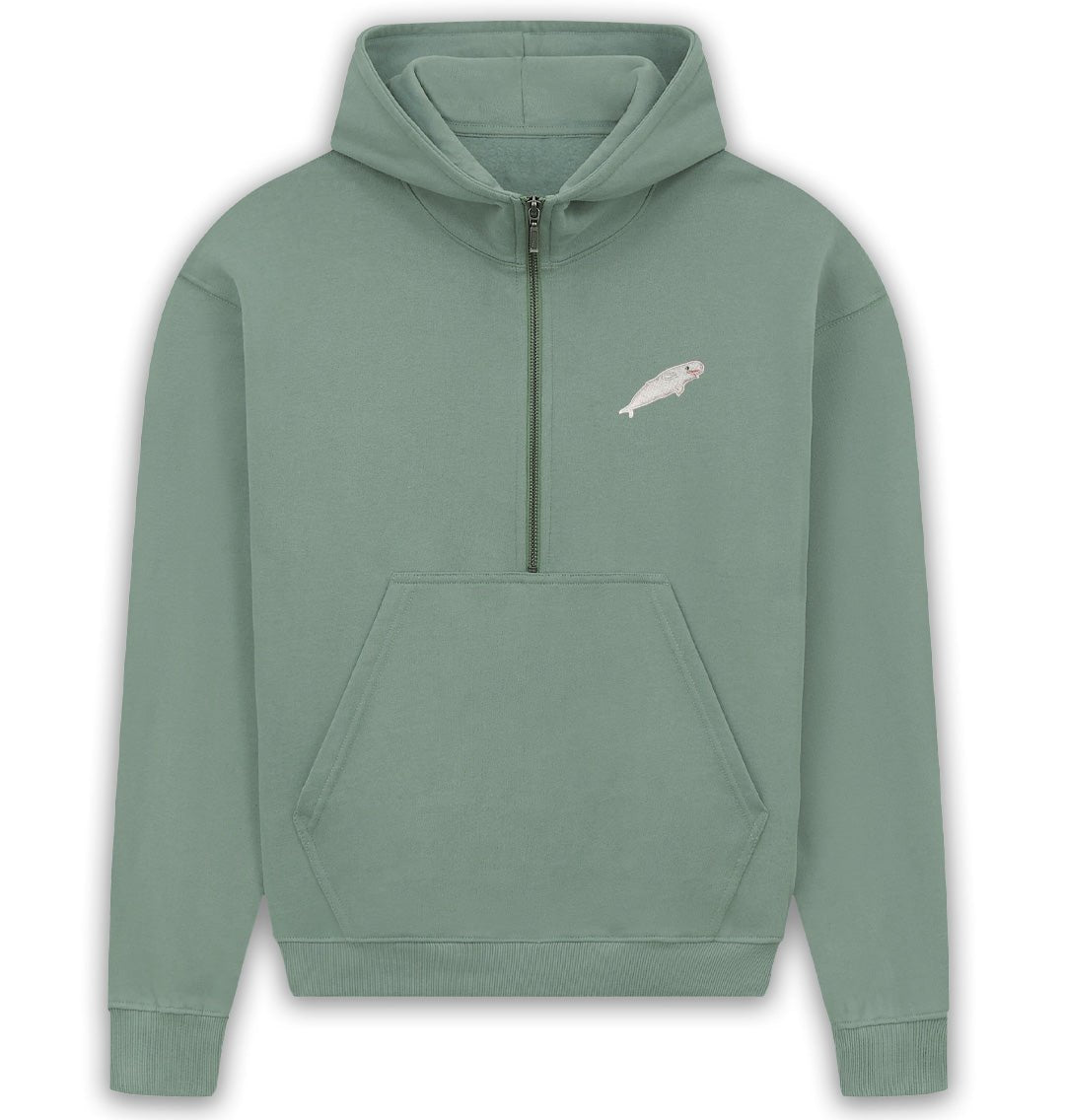 Beluga Whale Womens Half - Zip Hoodie - Blue Panda