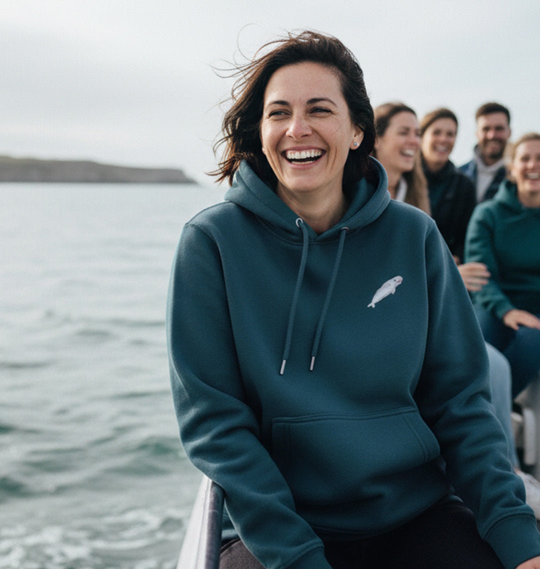 Beluga Whale Womens Hoodie - Unisex - Blue Panda