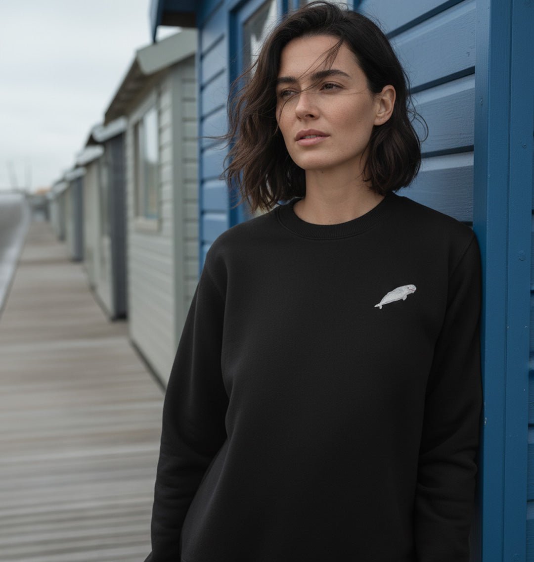 Beluga Whale Womens Sweatshirt - Unisex - Blue Panda
