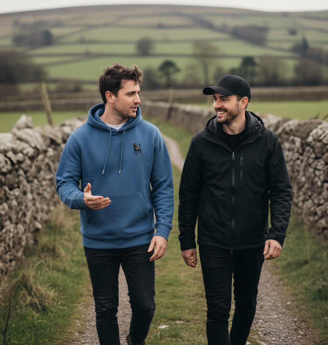 Black Labrador Mens Hoodie - Blue Panda