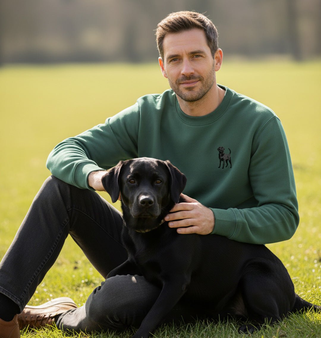 Black Labrador Mens Sweatshirt - Blue Panda