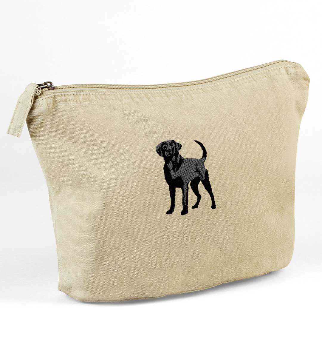 Black Labrador Recycled Cotton Accessory Pouch - Blue Panda