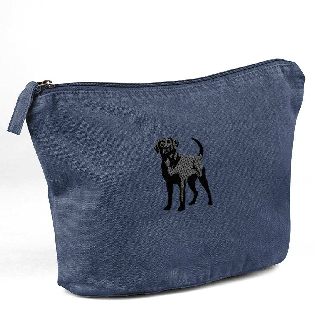 Black Labrador Recycled Cotton Accessory Pouch - Blue Panda