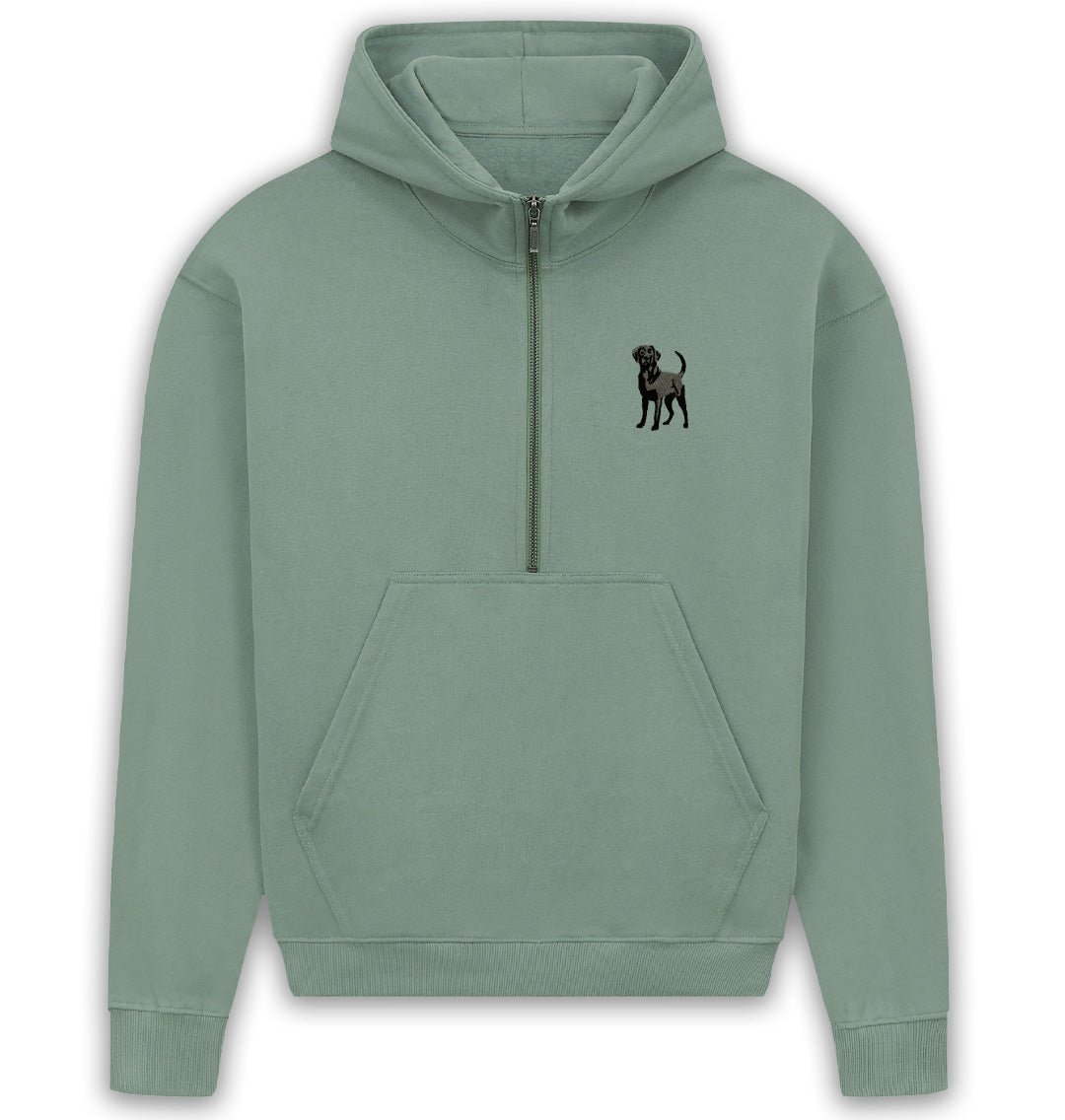 Black Labrador Womens Half - Zip Hoodie - Blue Panda