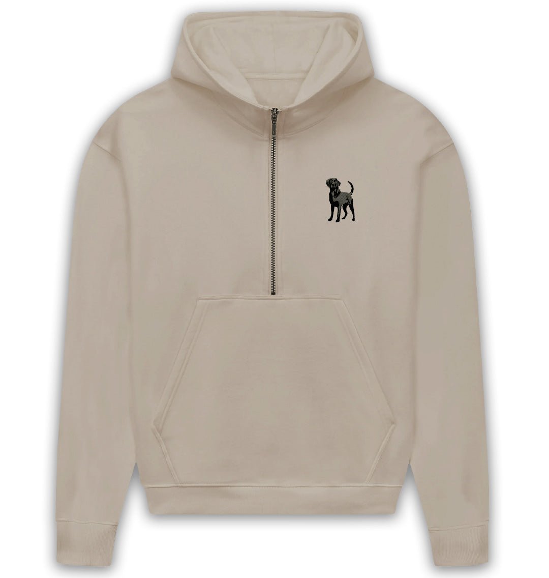Black Labrador Womens Half - Zip Hoodie - Blue Panda