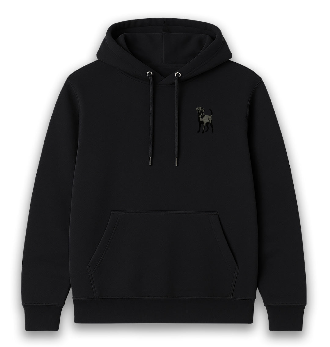 Black Labrador Womens Hoodie - Unisex - Blue Panda