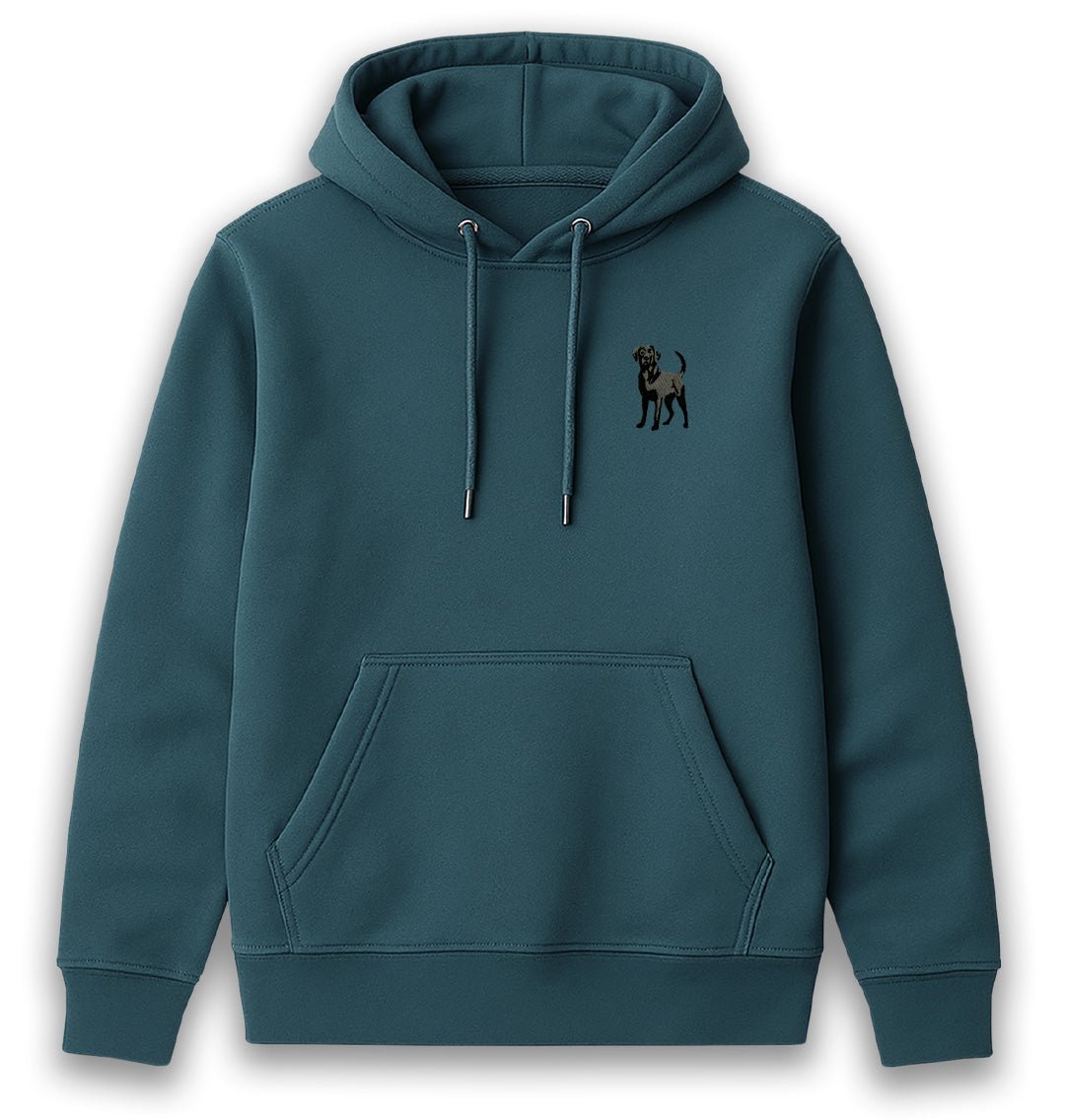 Black Labrador Womens Hoodie - Unisex - Blue Panda