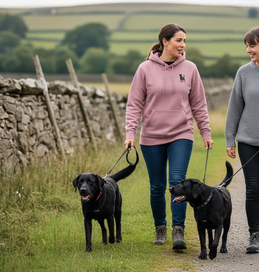 Black Labrador Womens Hoodie - Unisex - Blue Panda