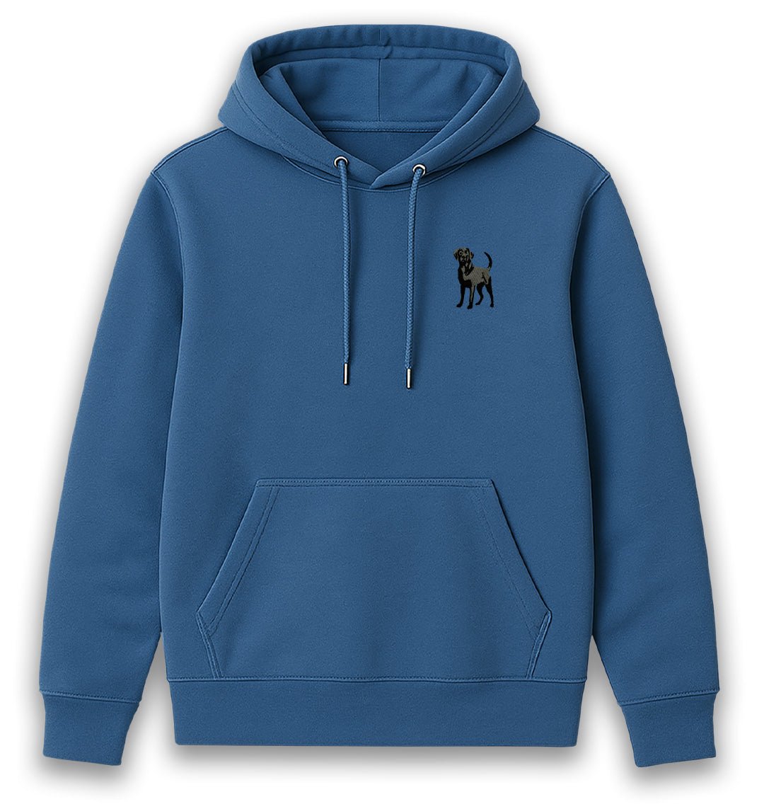 Black Labrador Womens Hoodie - Unisex - Blue Panda