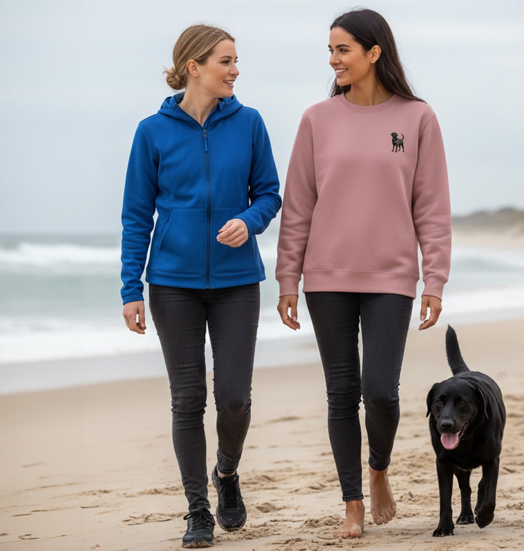 Black Labrador Womens Sweatshirt - Unisex - Blue Panda